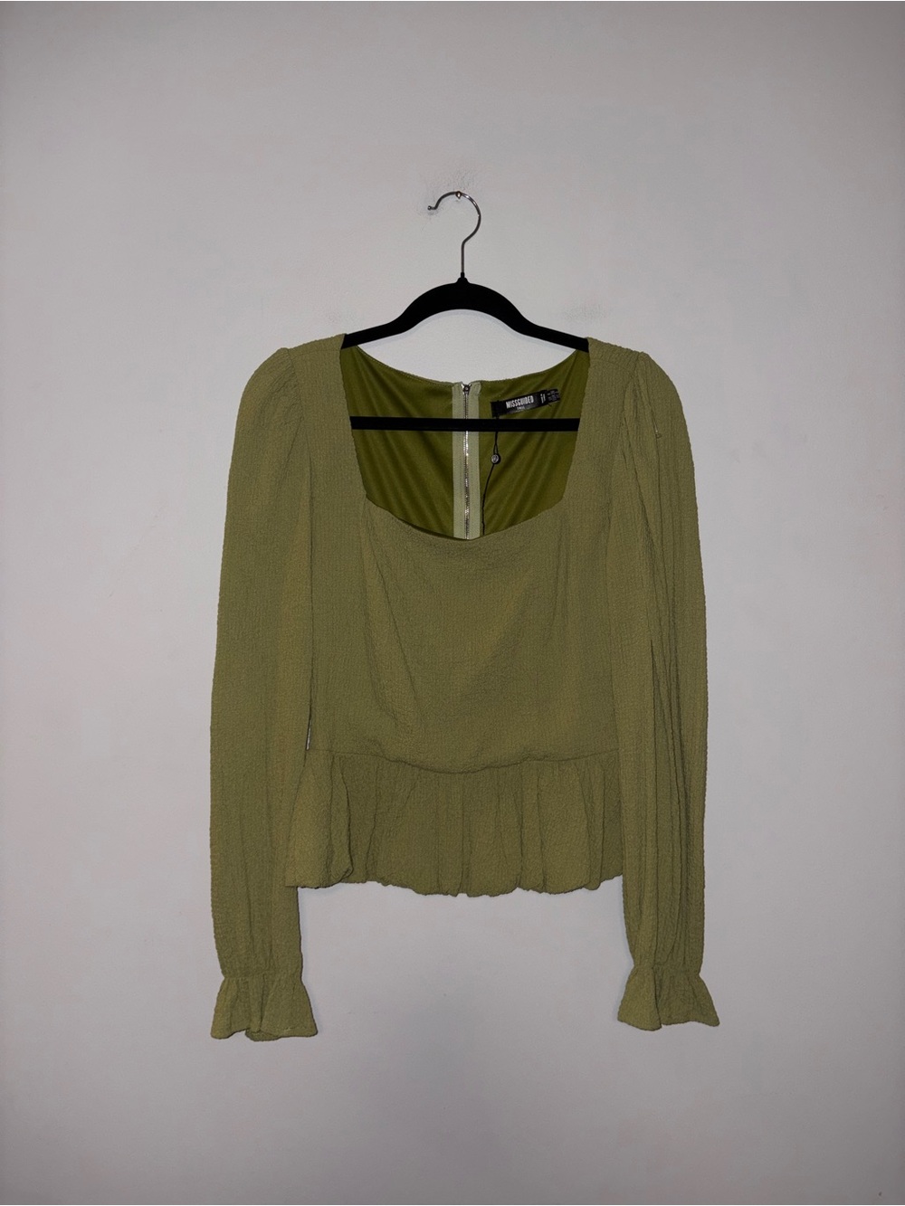 Misguided | Green Peplum Blouse (NWOT)